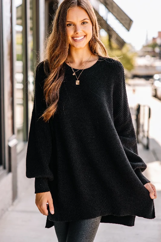 Go On Your Way Black Sweater Tunic Long Sweater Short Sweater Cropped Sweater