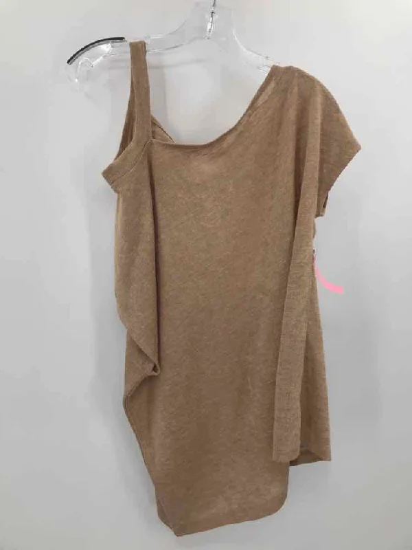 Pre-Owned Sanctuary Tan Size Large Short Sleeve Sweater Neon Metallic Matte