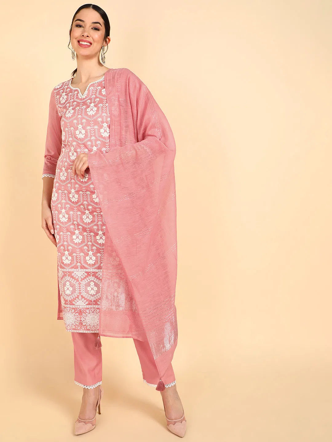 Ahika Poly Silk Embroidered Kurta Trousers With-PKSKD1350A_XS Trousers Exclusive Limited