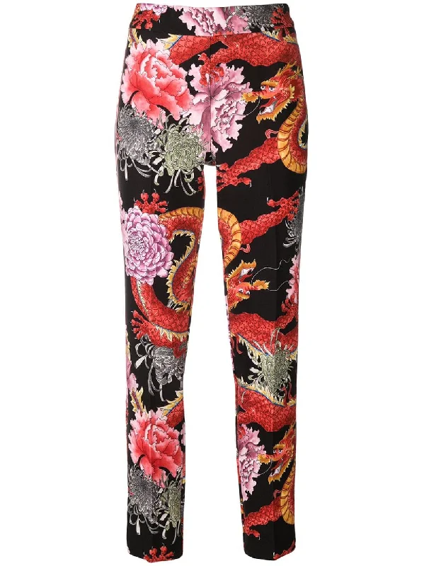 dragon print cropped trousers Trousers Print Floral