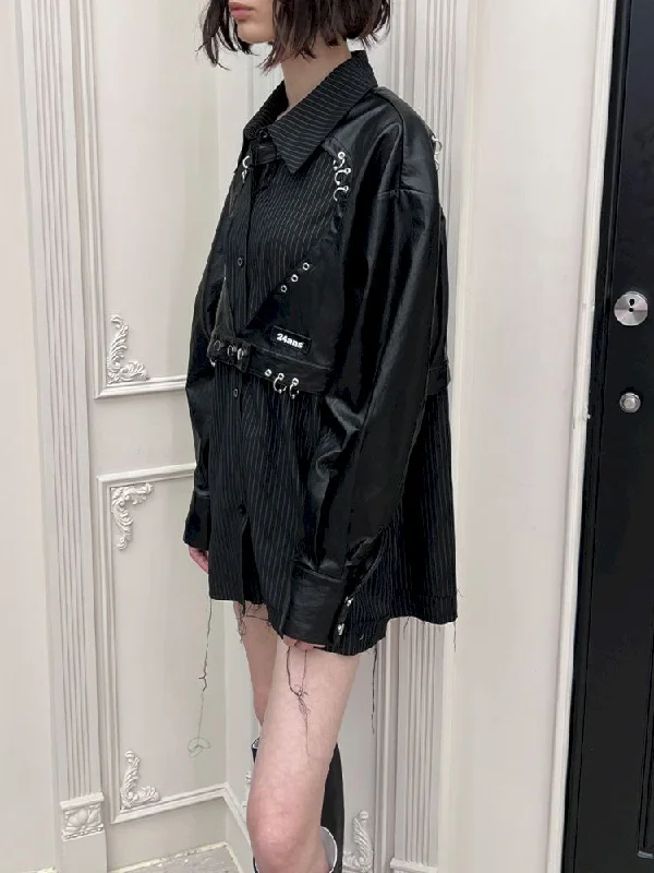 False Two Piece Heart Shirt Jacket【s0000006800】 Oversized Jacket Tailored Jacket Straight Jacket