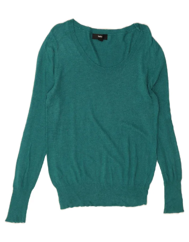 MOSSIMO Womens Boat Neck Jumper Sweater UK 16 Large Green Nylon Cotton Fabric Linen Fabric Terry Fabric