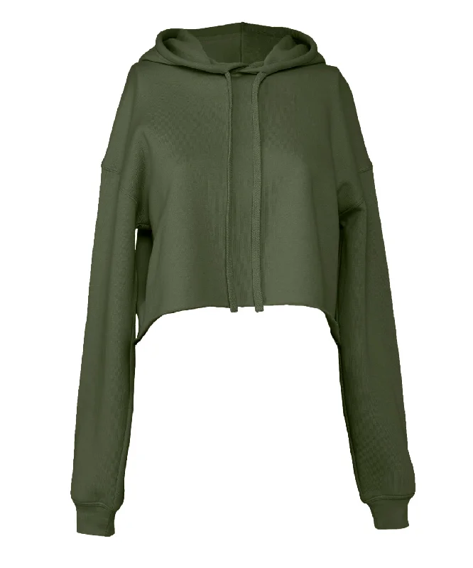 Military Green - Women's cropped fleece hoodie Hoodie with Gradient Ombre Colorful