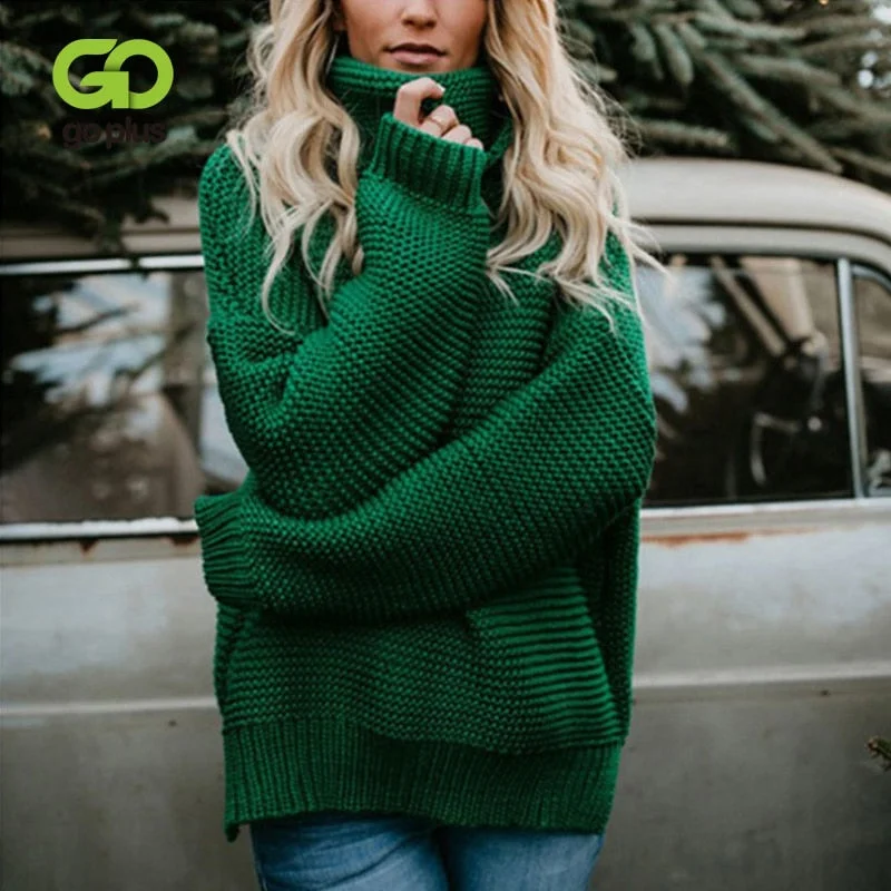 WILUXE Autumn Winter Turtleneck Women's Knitted Sweater Plus Size Thick Warm Long Sleeve Women's Sweater Pullover Clothing Femme Jersey Fabric Tulle Fabric Batik Fabric