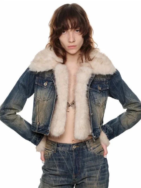 Detachable denim short jacket【s0000010639】 Fleece Jacket Down Jacket Feather Jacket