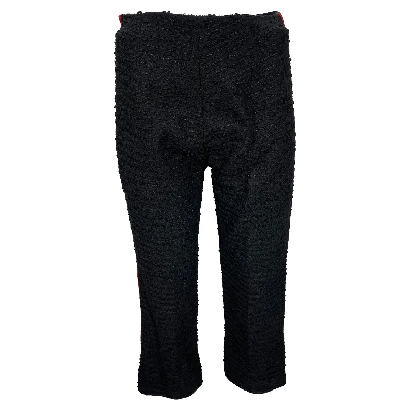 Gucci Lace Trim High-Rise Cropped Trousers in Black Cotton Tweed Trousers Bestseller Popular