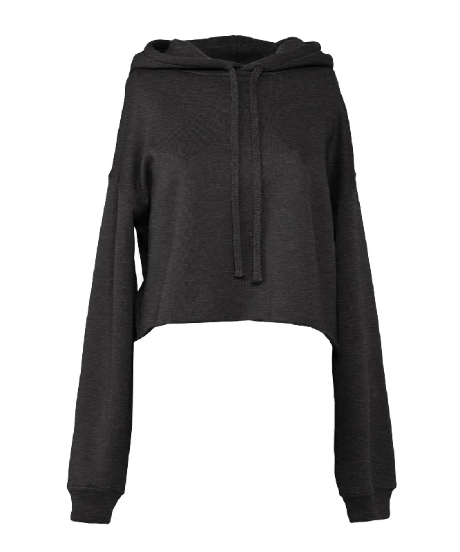 Dark Grey Heather - Women's cropped fleece hoodie Hoodie with Pastel Soft Subtle