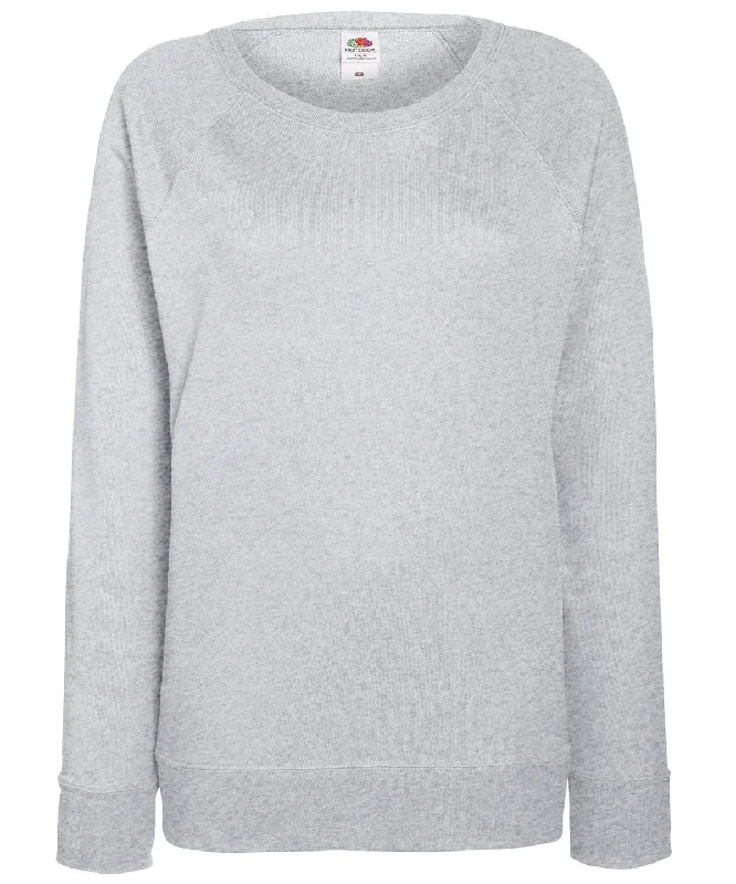 Heather Grey - Women's lightweight raglan sweatshirt Hoodie with Snap Buttons Easy Quick