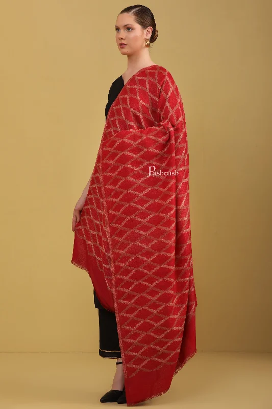 Pashtush Womens Faux Pashmina Shawl, Ethnic Weave, Multicolour Stylish Wool Shawl Wrap