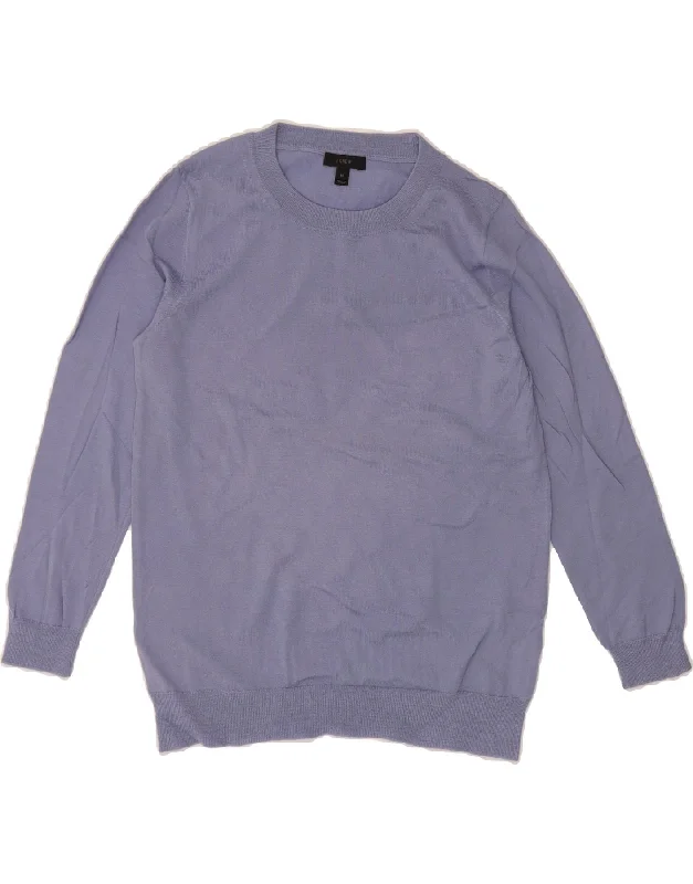 J. CREW Womens Crew Neck Jumper Sweater UK 12 Medium Purple Merino Wool Fleece Sweater Nylon Polyester