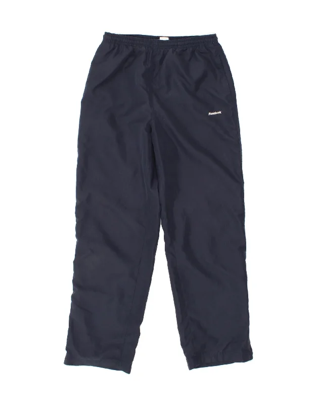 REEBOK Womens Tracksuit Trousers UK 12 Medium Navy Blue Polyester Trousers Capri Summer