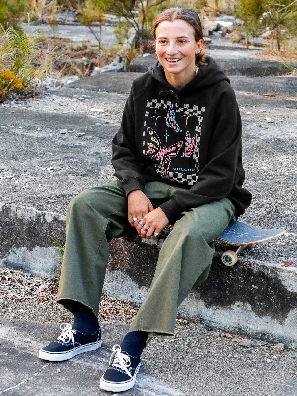 Truly Stoked Boyfriend Pullover Hoodie - Black Short Sleeve Top