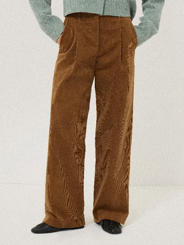 Corduroy Pleat Trouser | Brown Trousers New Arrival