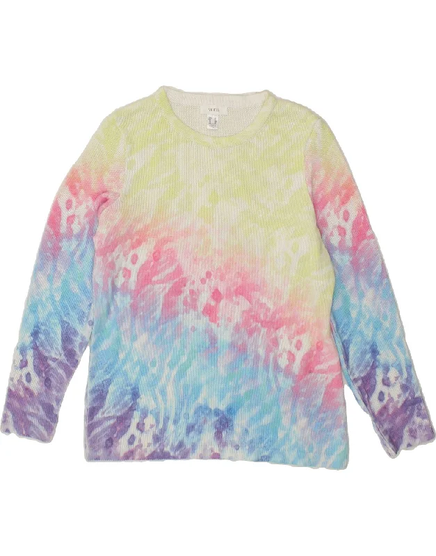 MONA Womens Boat Neck Jumper Sweater UK 14 Medium  Multicoloured Tie Dye Nylon Fabric Polyester Fabric Spandex Fabric