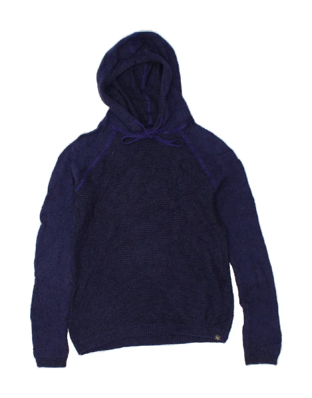 EDDIE BAUER Womens Hooded Jumper Sweater UK 12 Medium Navy Blue Cotton Stylish Fashionable Trendy