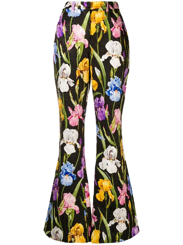Iris print flared trousers Trousers Spring Floral