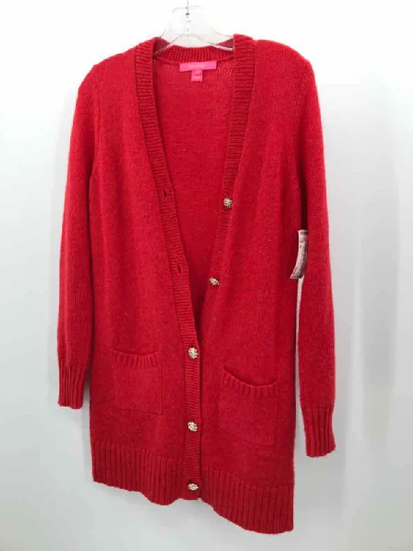 Pre-Owned Lilly Pulitzer Red Size XS Cardigan Sweater Zippered Buttoned Snapped