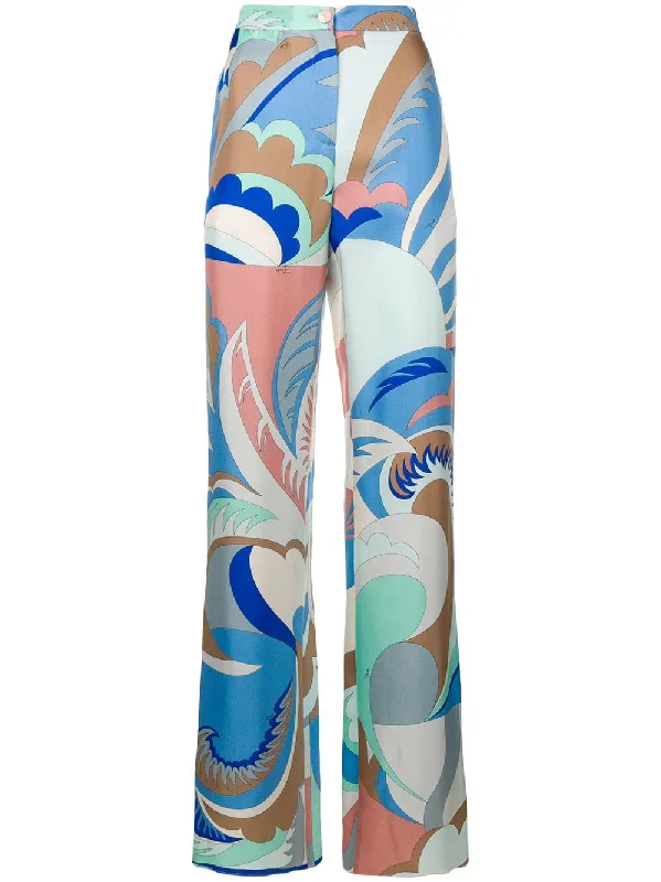 printed straight-leg trousers Trousers Solid Black