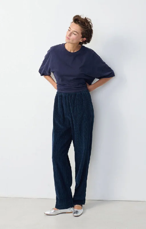 American Vintage Padow Cord Trousers - Navy Trousers fashionable trendy