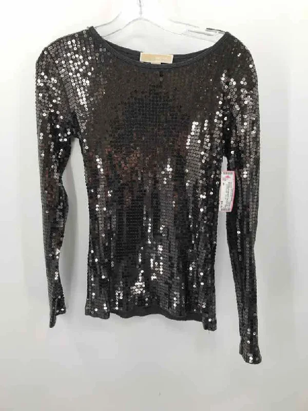 Pre-Owned MICHAEL Michael Kors Grey Size XS Sequin Sweater Solid Print Embellished