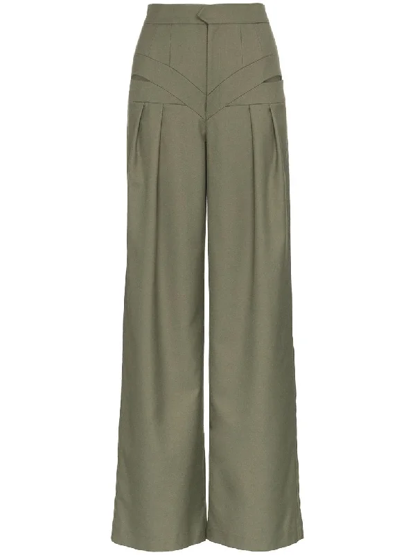 high-waisted cut out wool trousers Trousers Flared Retro