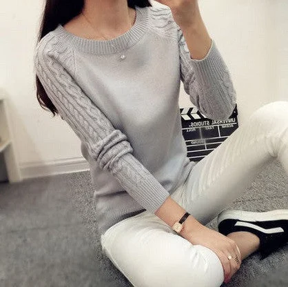 Winter Women Long Sleeve Gray Casual Cashmere Sweaters and Pullovers Female Lover Trendy Solid Pull Femme Best Knitted Sweater Wool Fabric Cashmere Fabric Tweed Fabric