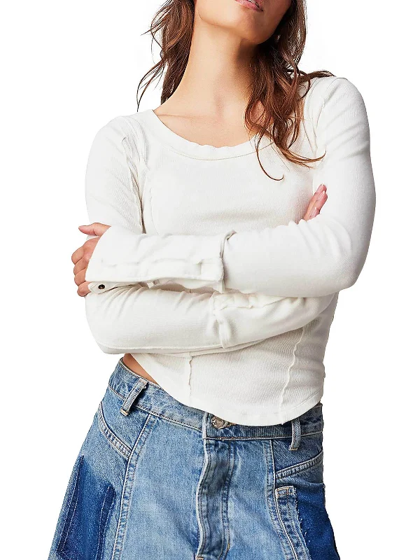 Womens Ribbed Long Sleeves Pullover Sweater Crew Neck Wool