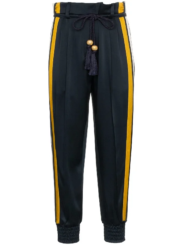 high waist striped cady satin trousers Trousers Fall Fleece