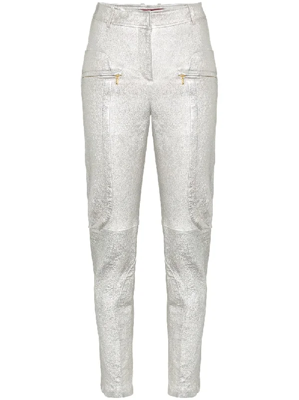 Brin Slim Fit Leather Trousers Trousers Seasonal Trendy