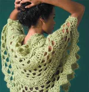 Half Moon Shawl (Crochet) Trendy Embroidered Shawl Wrap