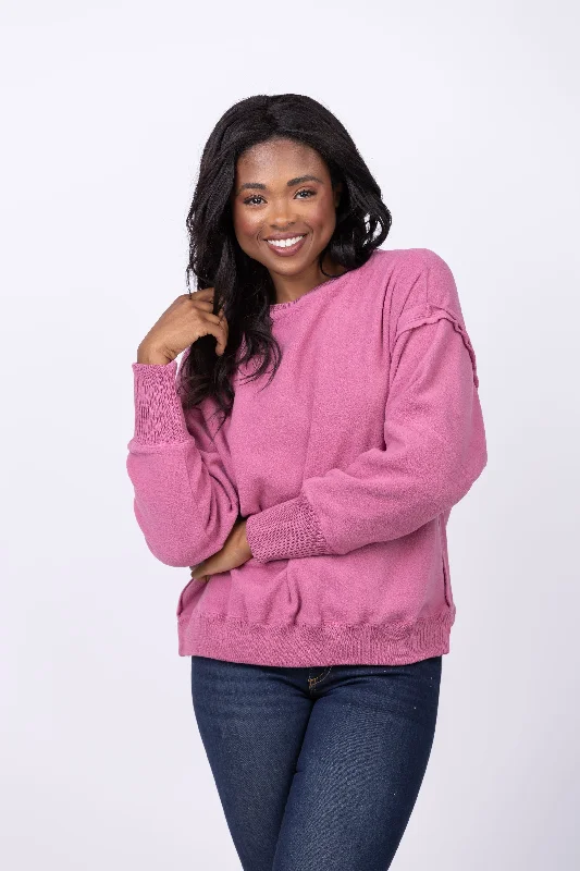 Dylan Romy Pullover in Pink Asymmetrical Neck Pullover