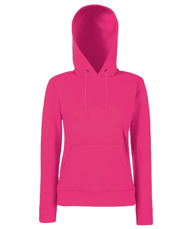 Fuchsia - Women's Classic 80/20 hooded sweatshirt Hoodie with V-Neck Classic Versatile