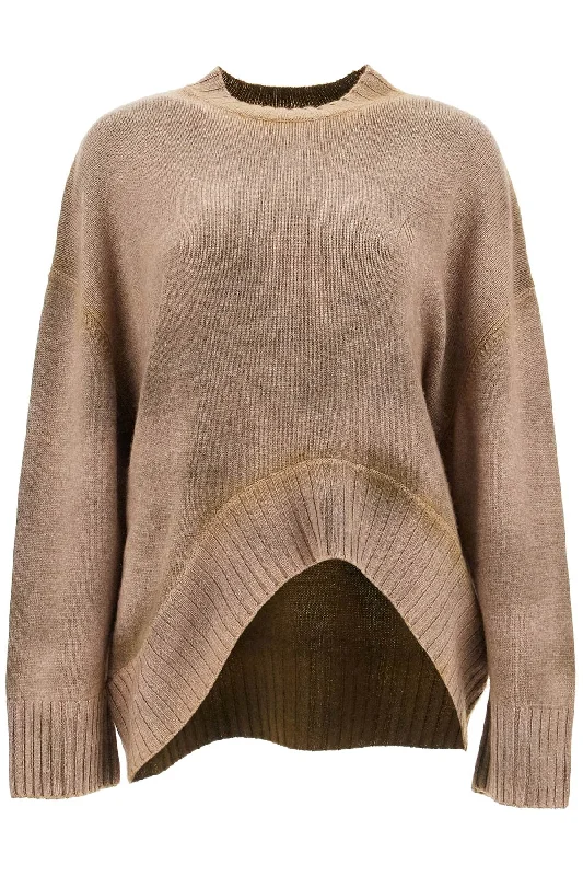 asymmetric wool and cashmere pullover 250WCK00107KWS002SS CAMEL V-Neck Stylish Pullover