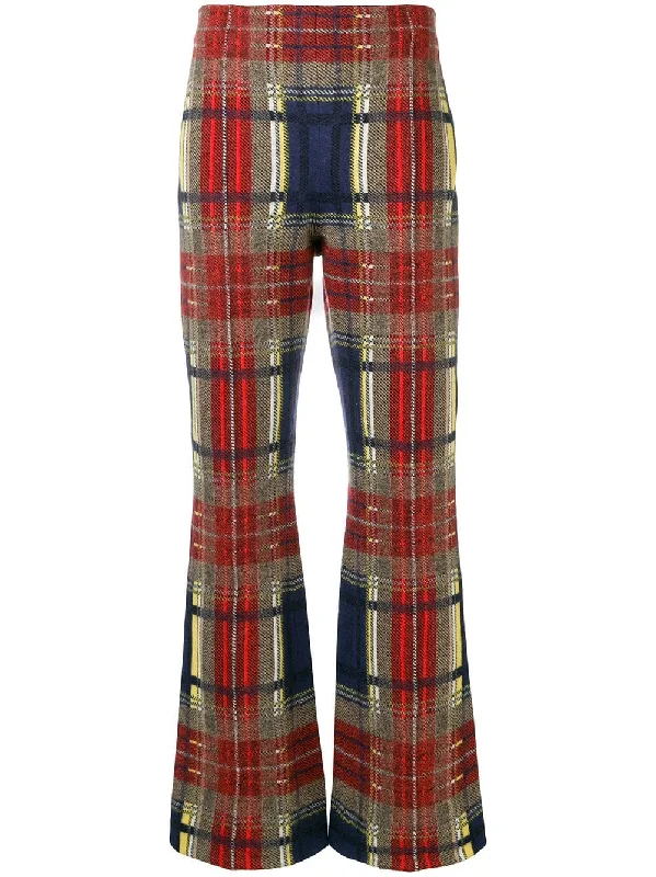 tartan pattern trousers Trousers Solid Black