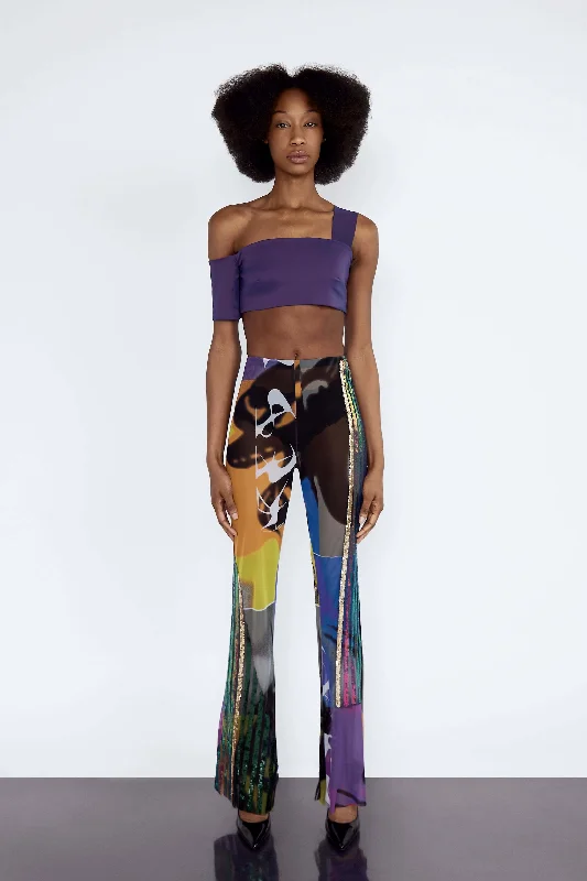 Multicolour Embroidery Flare Trousers Trousers luxurious high-end