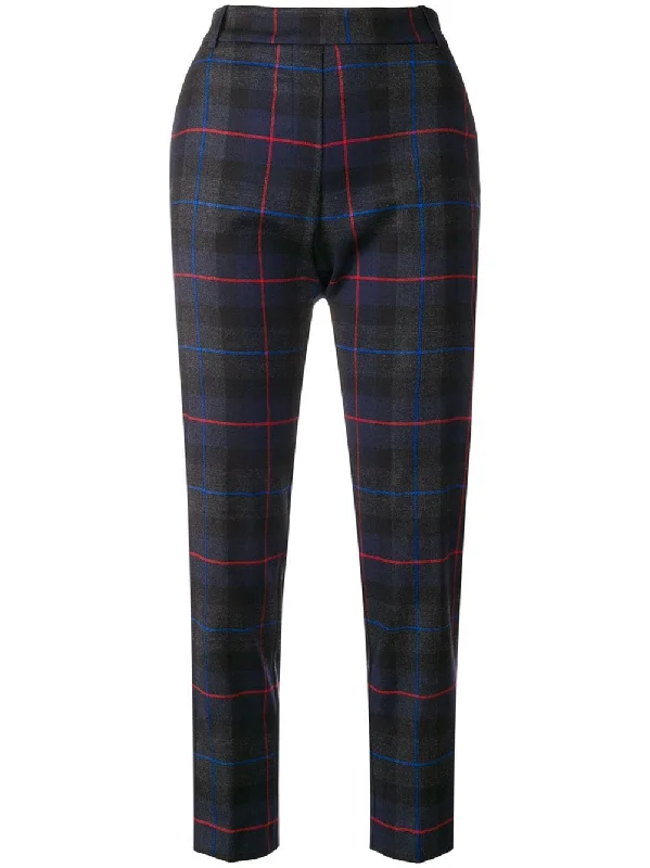 grid check slim trousers Trousers practical durable