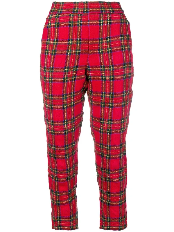 tartan cropped trousers Trousers stylish elegant