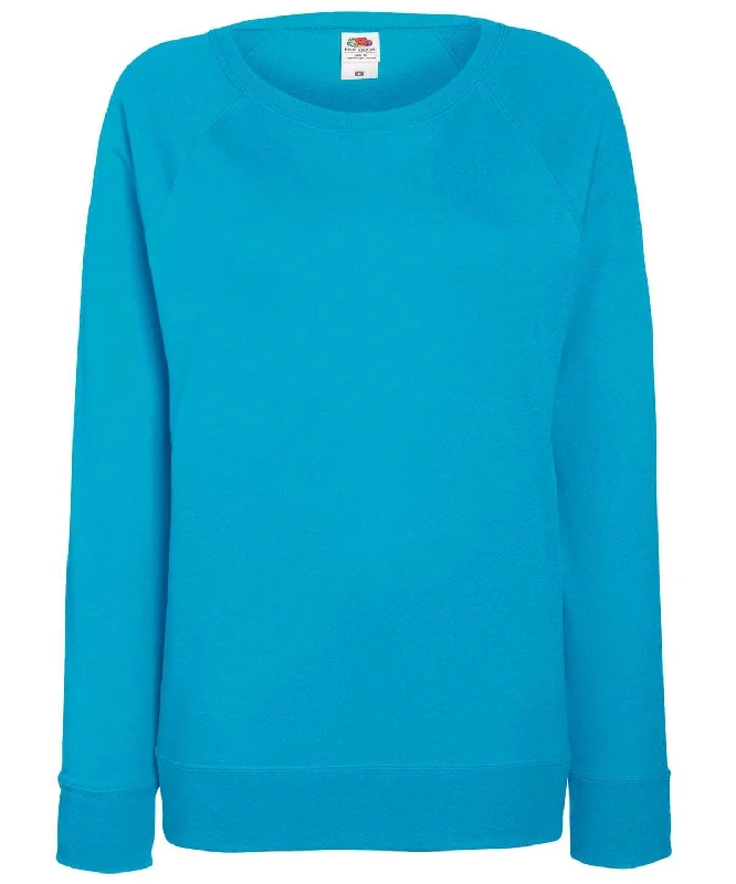 Azure Blue - Women's lightweight raglan sweatshirt Hoodie with Belted Waist Structured Tailored