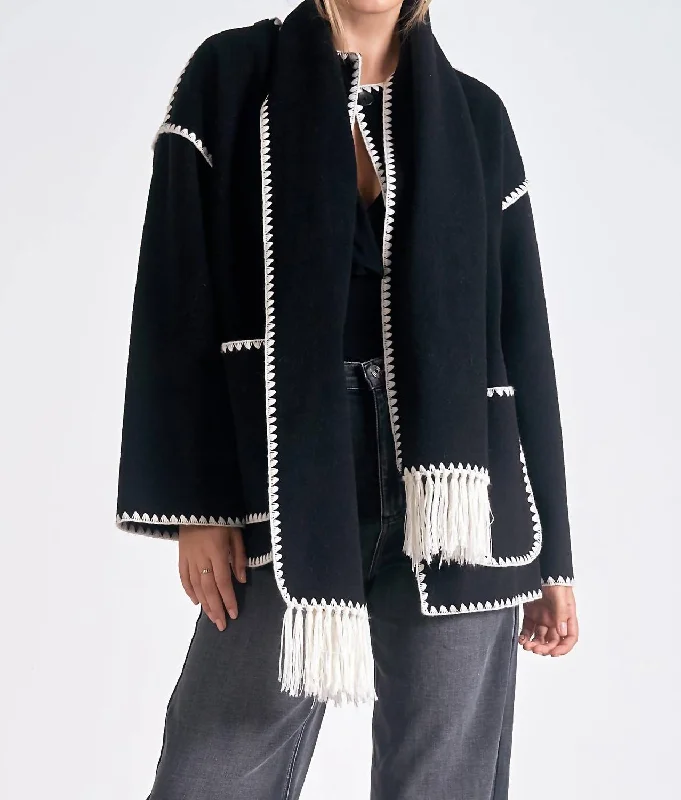 Jacket With Top Stitch In Black Fleece Jacket Down Jacket Feather Jacket
