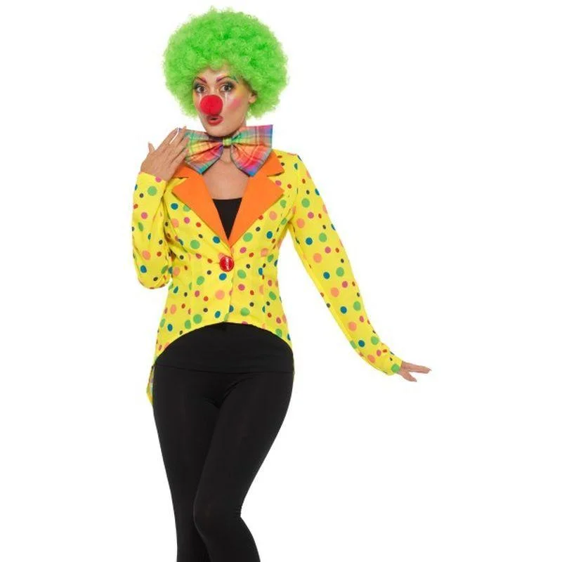 Colourful Clown Tailcoat Jacket Ladies Adult Yellow One-Shoulder Jacket Off-the-Shoulder Jacket Asymmetrical Jacket