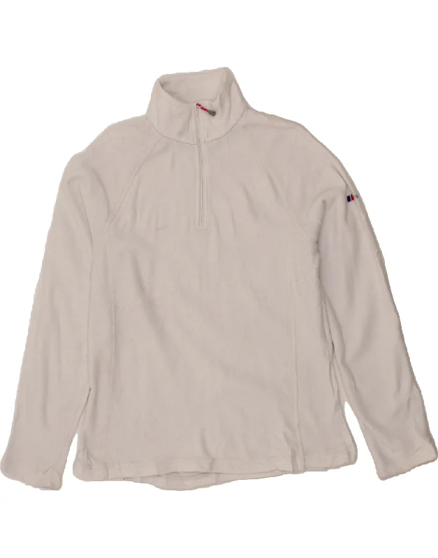 BERGHAUS Womens Zip Neck Fleece Jumper UK 16 Large  White Polyester Transparent Opaque Sheer
