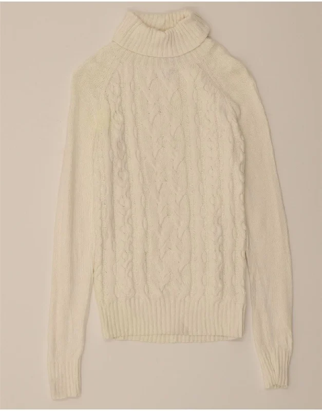 TOMMY HILFIGER Womens Roll Neck Jumper Sweater UK 6 XS Off White Anti-Pilling Anti-Shrink Durable
