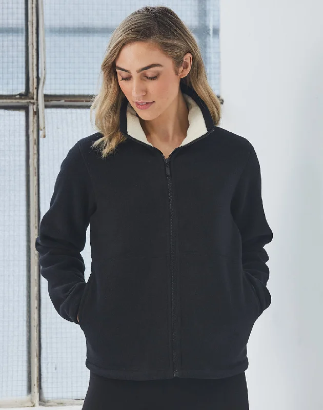 Winning Spirit Ladies' Shepherd Polar Fleece Contrast Jacket (PF16) A-Line Jacket Boat Neck Shawl Collar