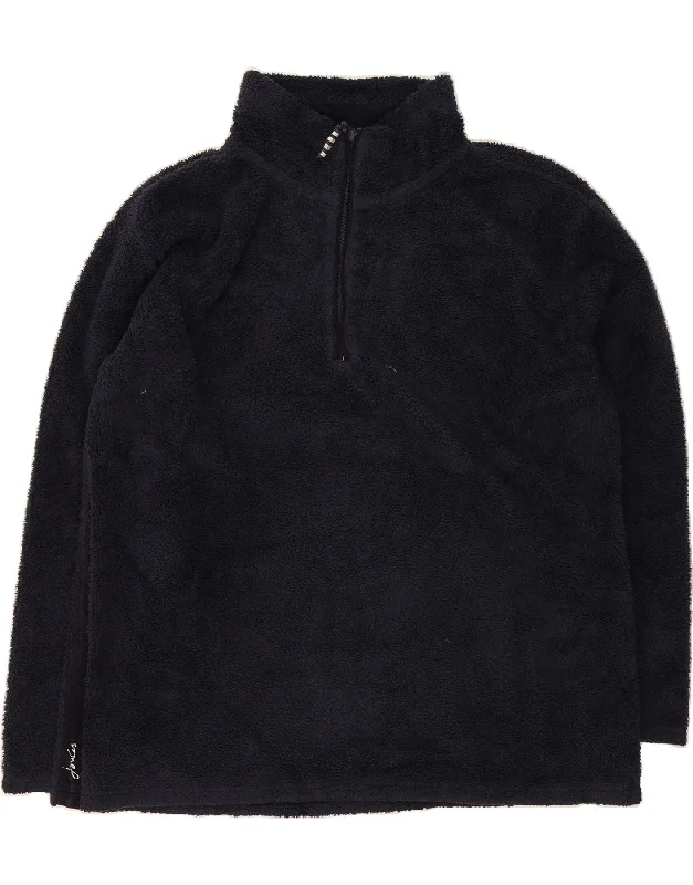 JOULES Womens Oversized Zip Neck Fleece Jumper UK 20 2XL Navy Blue Ribbed Striped Patterned