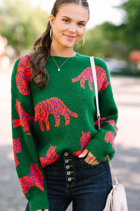 It's All Clear Green Tiger Sweater Sweater Knitwear Pullover