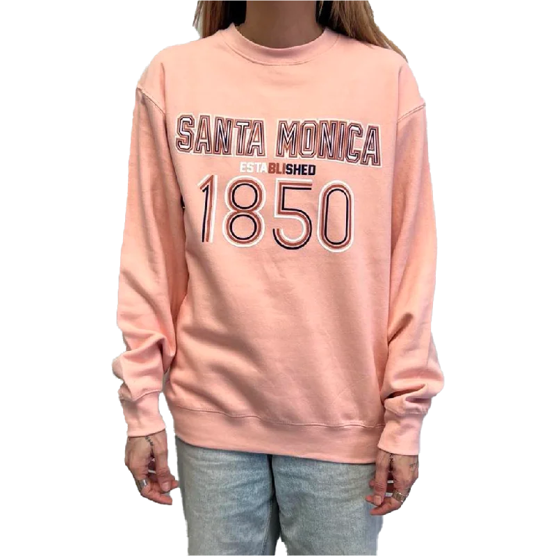 Santa Monica Established 1850 Crewneck Sweater - Pink Stretchy Elastic Breathable