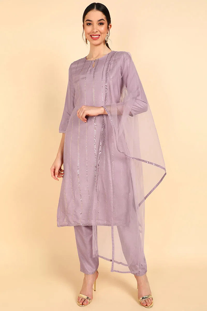 Ahika Poly Silk Solid Kurta Trousers With-PKSKD1380_XS Trousers Custom Made