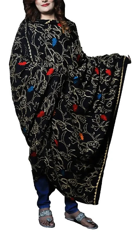 IshDeena Women's Warm Shawls Wraps Embroidered Pashmina Kashmiri Style Large 2.5m x 1.25 m Classic Knit Shawl Wrap