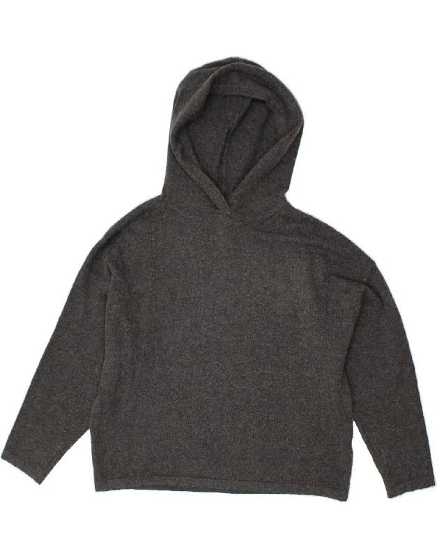 JACK WILLS Womens Hooded Jumper Sweater UK 12 Medium  Grey Polyester Front Pockets Side Pockets Patch Pockets