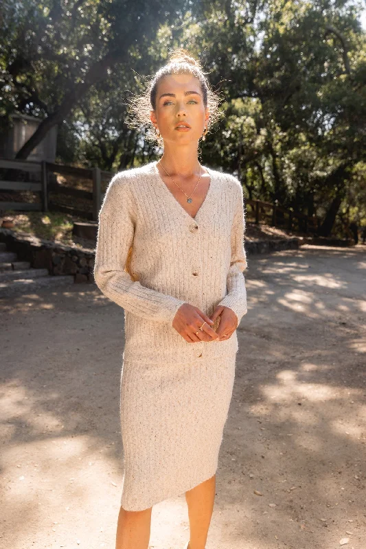 Oatmeal sweater and skirt set Boxy Sweater Fitted Sweater A-Line